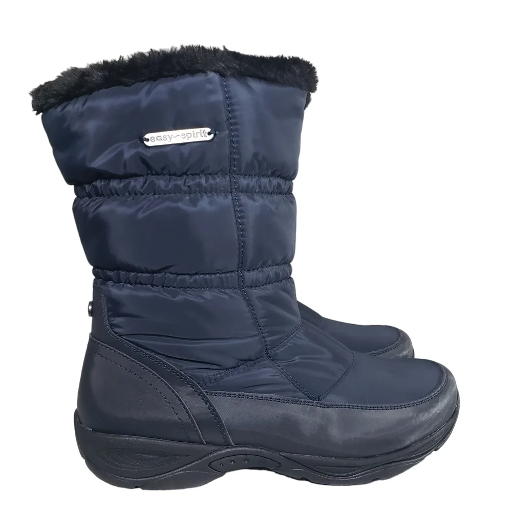 Life Stride Element2 Dark Blue Faux Fur Zip Winter Boots Sz 8M